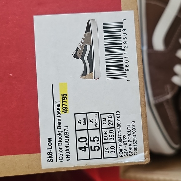 Vans Brown and Tan Sk8 Low. Size 5.5 Women And 4.0 Mens - Picture 12 of 12